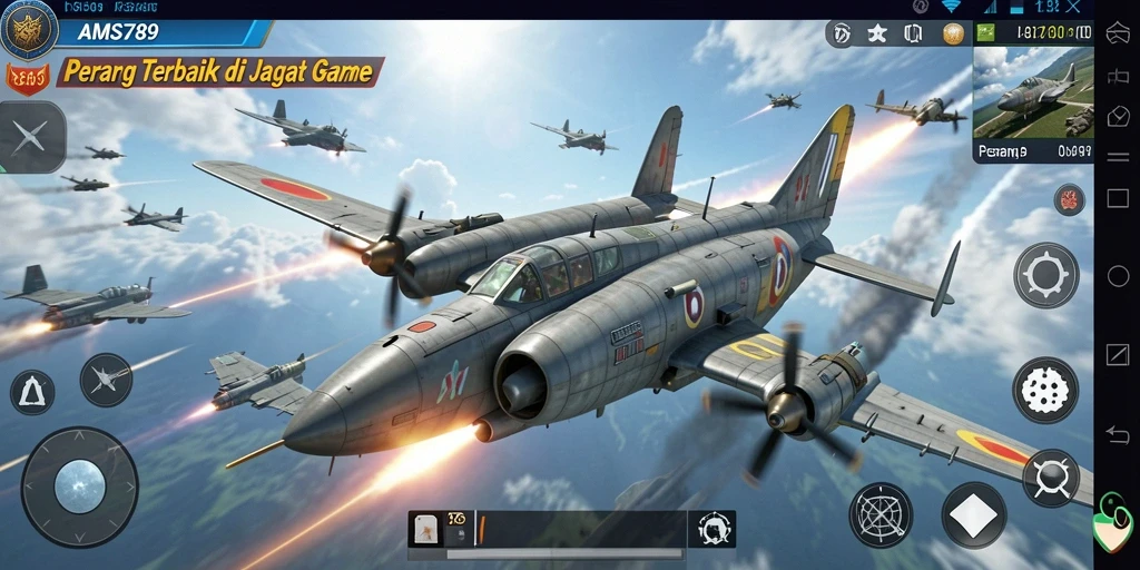 Antarmuka game Perang Pesawat yang menarik dan fungsional.
