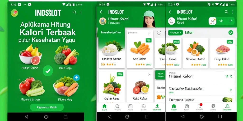 Tampilan antarmuka intuitif INDSLOT untuk penghitungan kalori.
