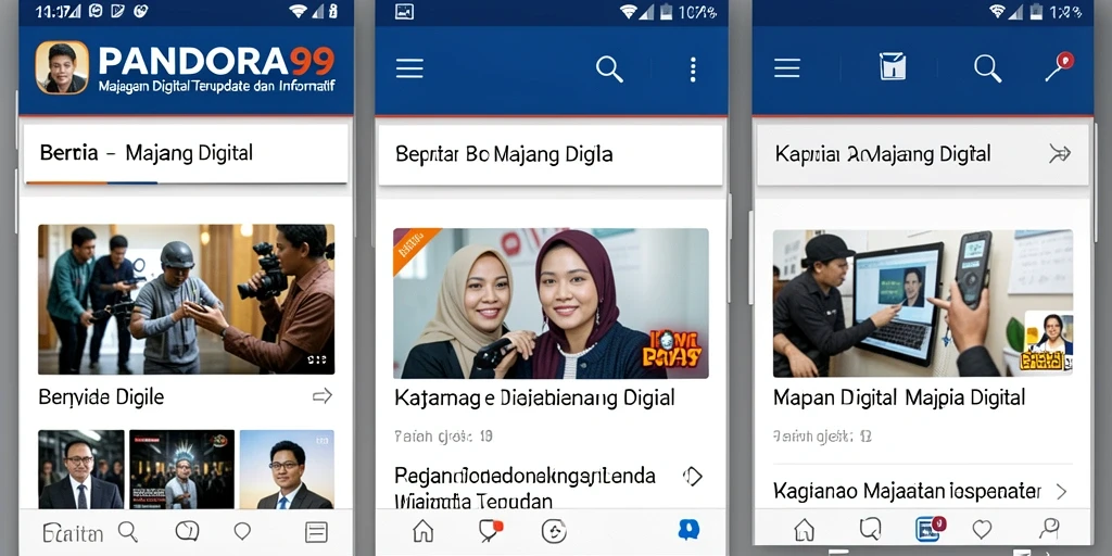 Screenshot antarmuka aplikasi PANDORA99 menampilkan berita terbaru dan fitur-fitur utama.
