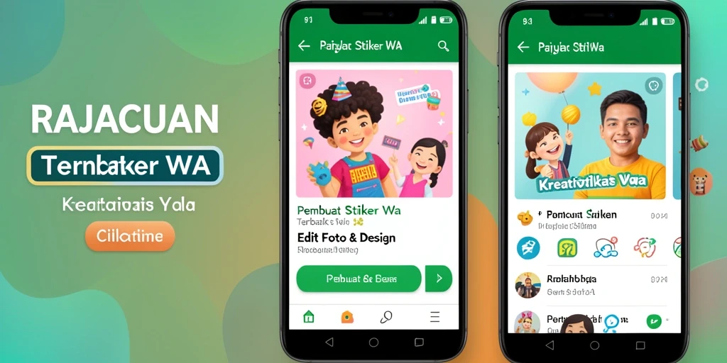 Tampilan antarmuka aplikasi RAJACUAN untuk pembuatan stiker WA.