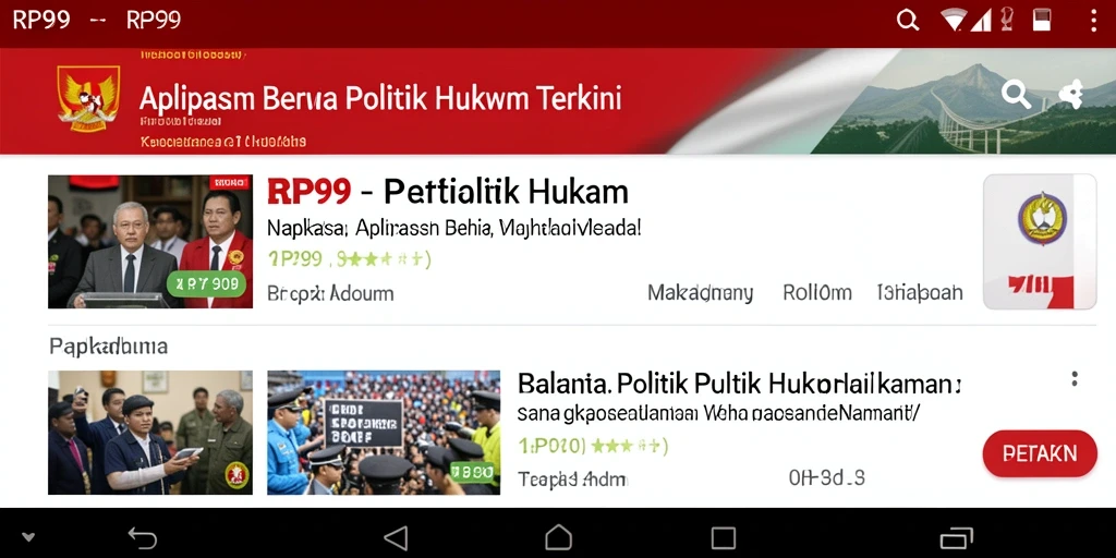 Tampilan antarmuka utama RP99 yang menonjolkan berita Politik Hukum.