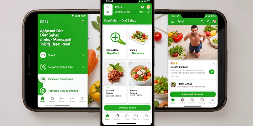 Tampilan antarmuka aplikasi Diet Sehat RR44 yang menarik.