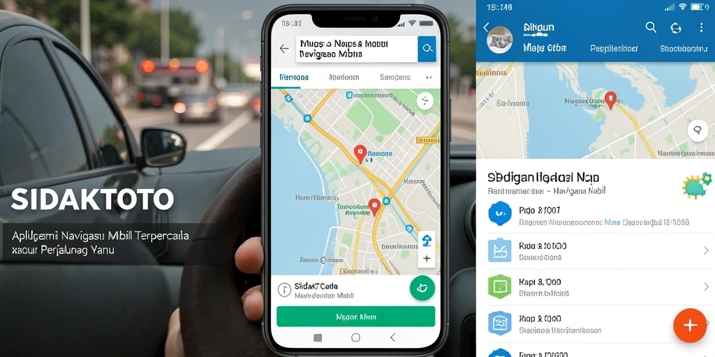 Tampilan antarmuka aplikasi SIDAKTOTO untuk navigasi mobil.